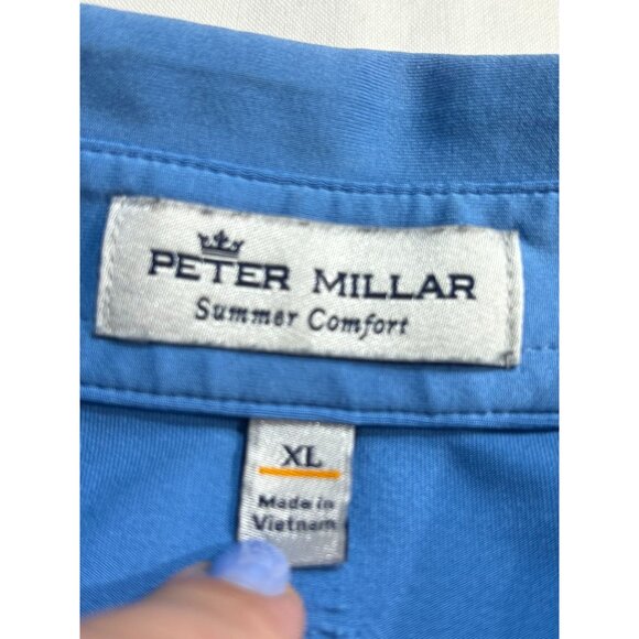 Peter Millar Mens Summer Comfort Polo Shirt XL Blue Colorblock Design - Picture 3 of 7